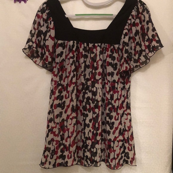 Cute blouse red black and off white. - Picture 1 of 1